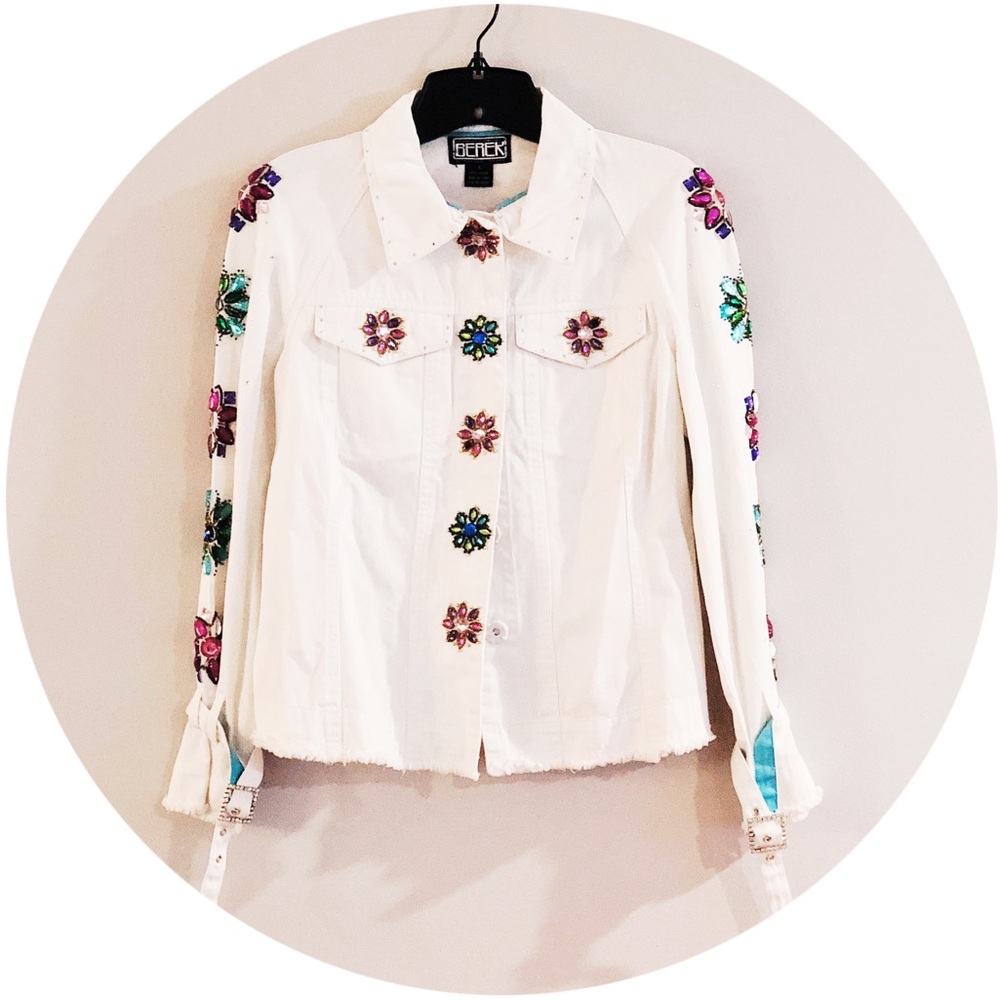 NWT Berek By Takako Sakon White Embellished Jacket